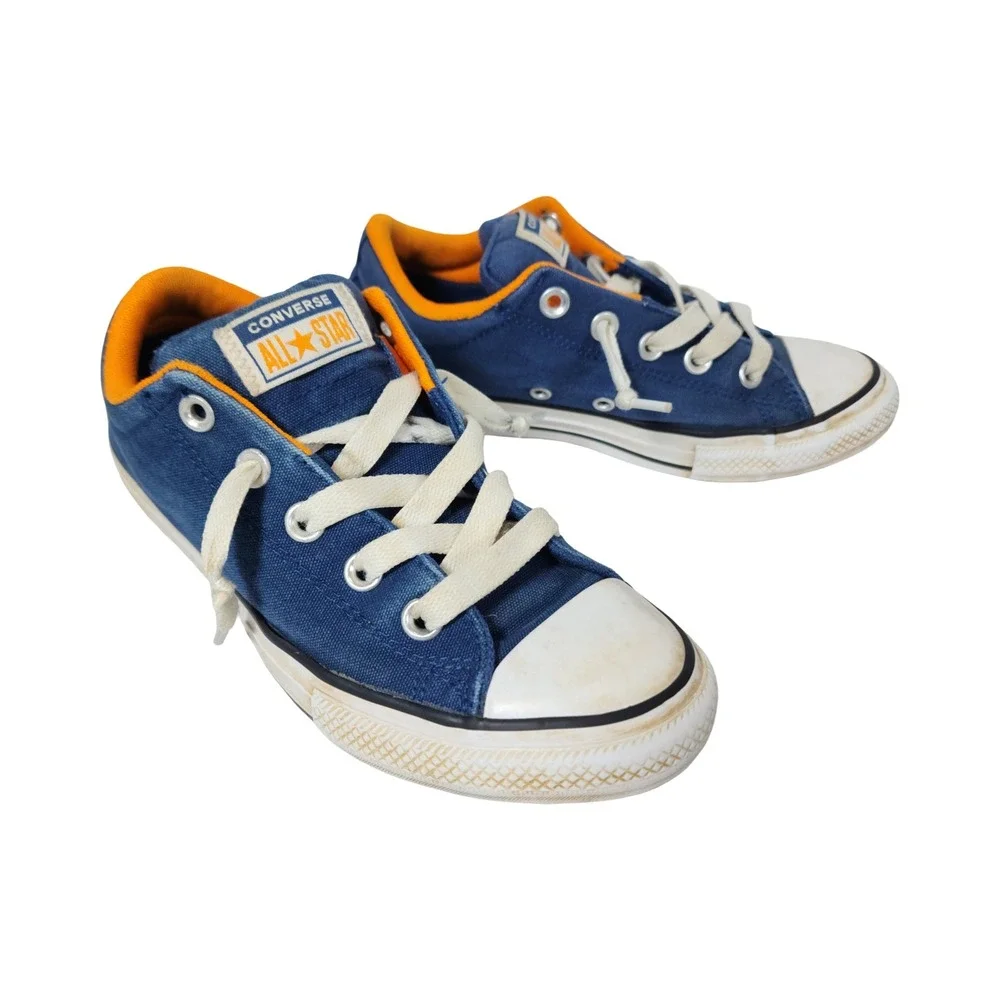 Converse All Star Kids Blue Orange Canvas Low Top Sneakers 665115F Size 3